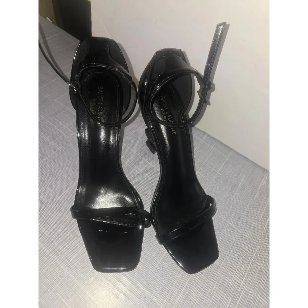 Yves Saint Laurent Opyum Black Patent Leather Sandals W 9 - Picture 3 of 12